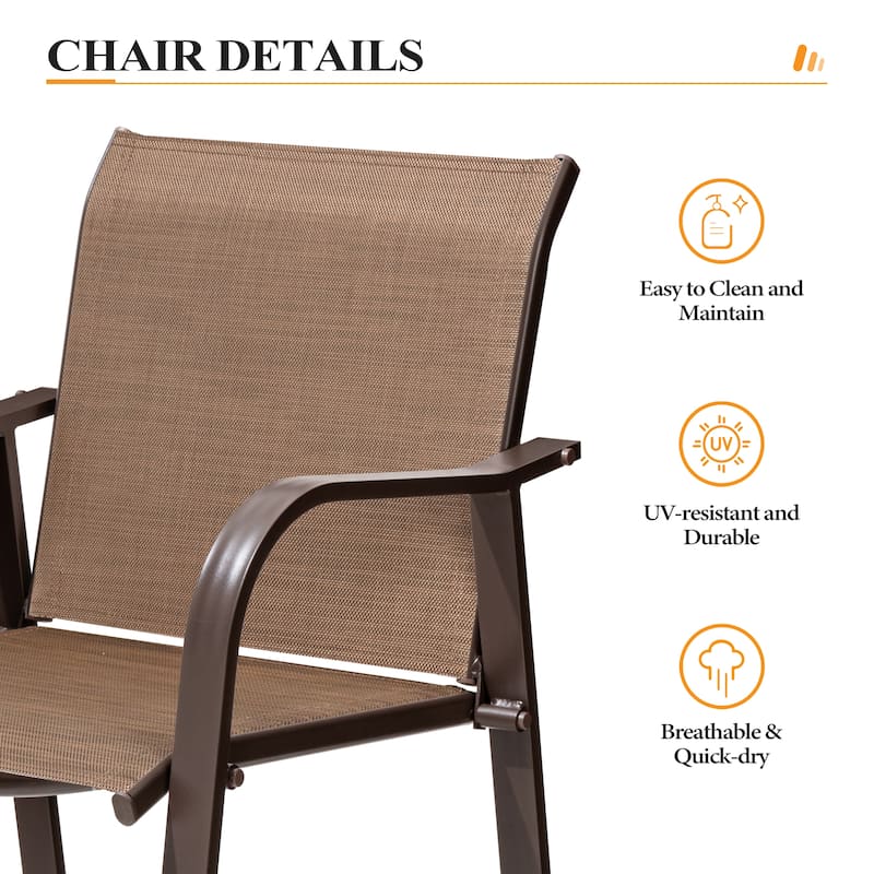 Crestlive Products Outdoor Outdoor Cast Aluminum Swivel Bar Stools with Sunbrella Cushion