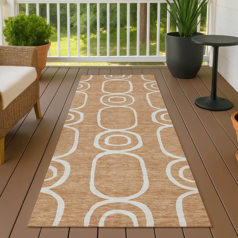 Machine Washable Indoor/ Outdoor Modern Vibe Chantille Rug - Rust - 2'3" x 7'6"