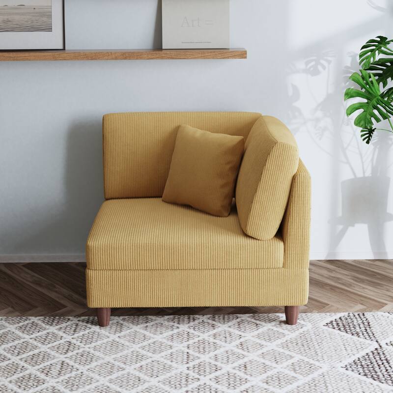 Free Combination Multi-Shaped Corduroy Sofa Modular - Corner Sofa-Right Facing - Orange(Corner Sofa-Right Facing)
