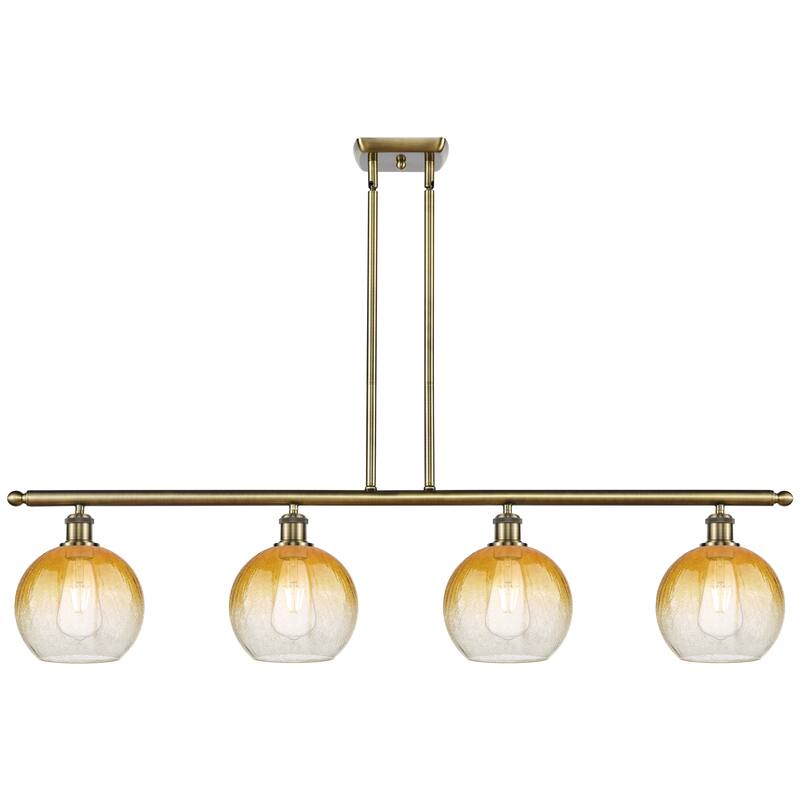 Innovations Lighting Endless Possibilities Ballston - Brookhaven Globe - 4 Light 48" Stem Hung Island Light - Antique Brass/Amber