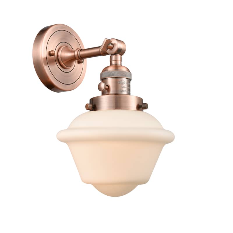 Innovations Lighting Small Oxford Single Light 12" Tall Bathroom - Antique Copper / Matte White Cased