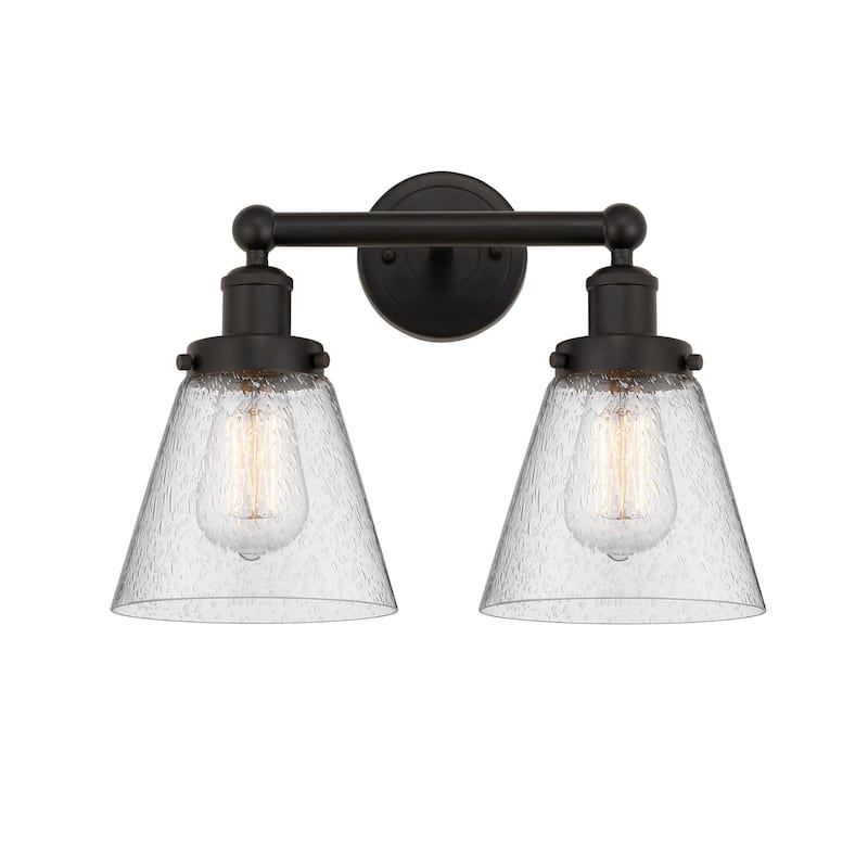 Innovations Lighting 616-2W-10-16 Cone Vanity Cone 2 Light 16" Wide - Oil Rubbed Bronze / Seedy