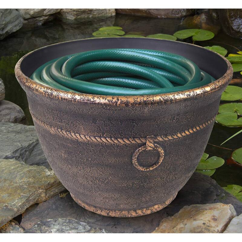 Liberty Garden LBG1924 Banded High Density Resin Hose Holder Pot with Drainage