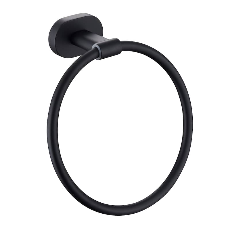 6.5in Towel Ring Rustproof Hand Towel Holder - Black