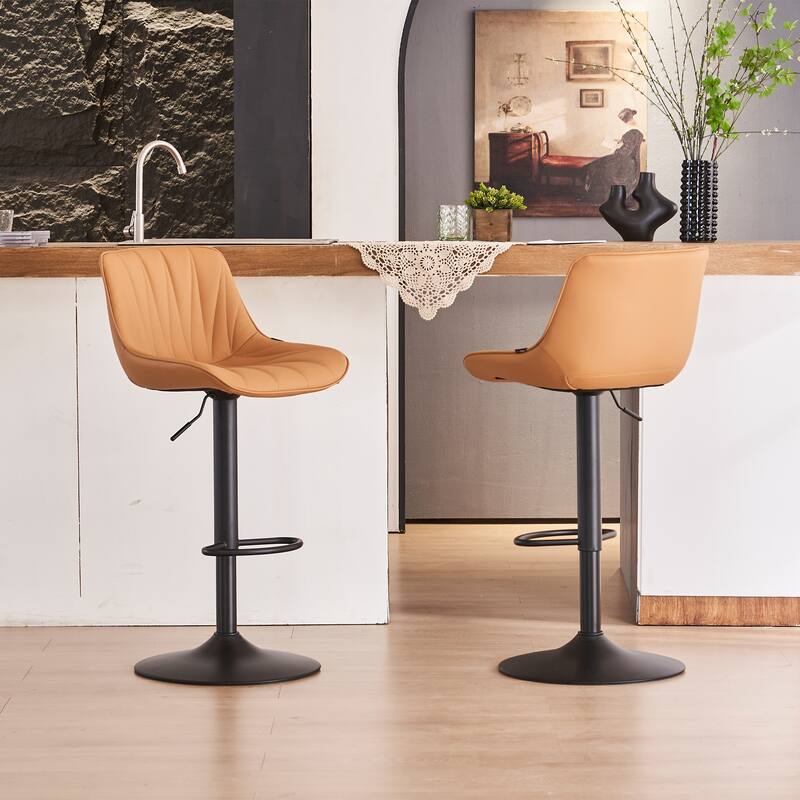 Adjustable Swivel Bar Stools Set of 2 Modern Upholstered Counter Stools