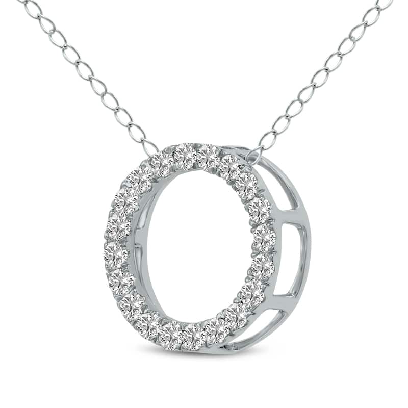Marquee 1 Carat TW Lab Grown Diamond Circle Pendant in 14K White Gold