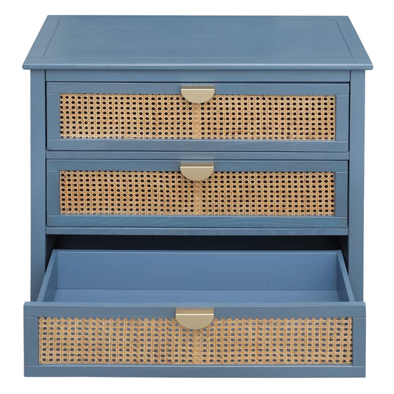 3 Drawer Cabinet,Natural rattan,American Furniture,Suitable for bedroom, living room, study