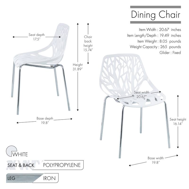 Porthos Home Paola Dining Chairs Set Of 2, Plastic Back, Iron Legs