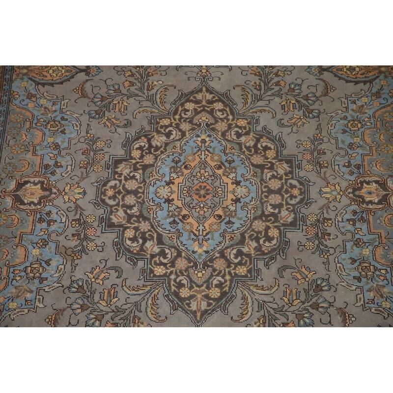 Traditional Tabriz Persian Vintage Rug Hand-knotted Wool Carpet - 7'8" x 11'5"