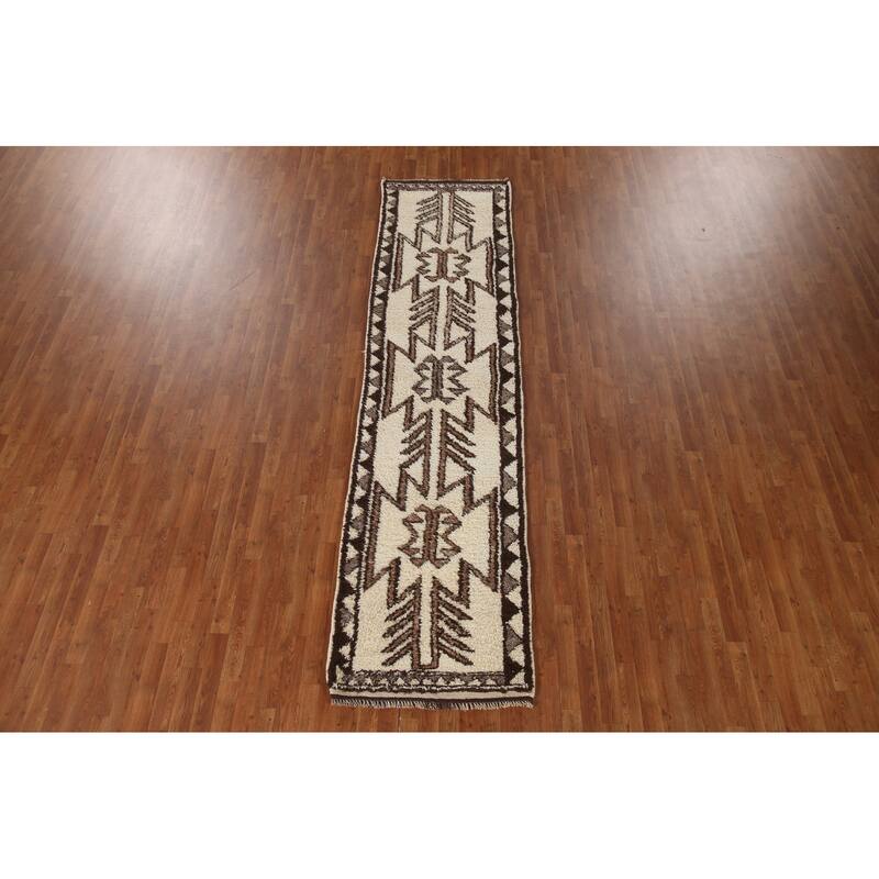 Vegetable Dye Kurdish Oriental Runner Rug Hand-knotted Wool Carpet - 2'11"x 11'7"
