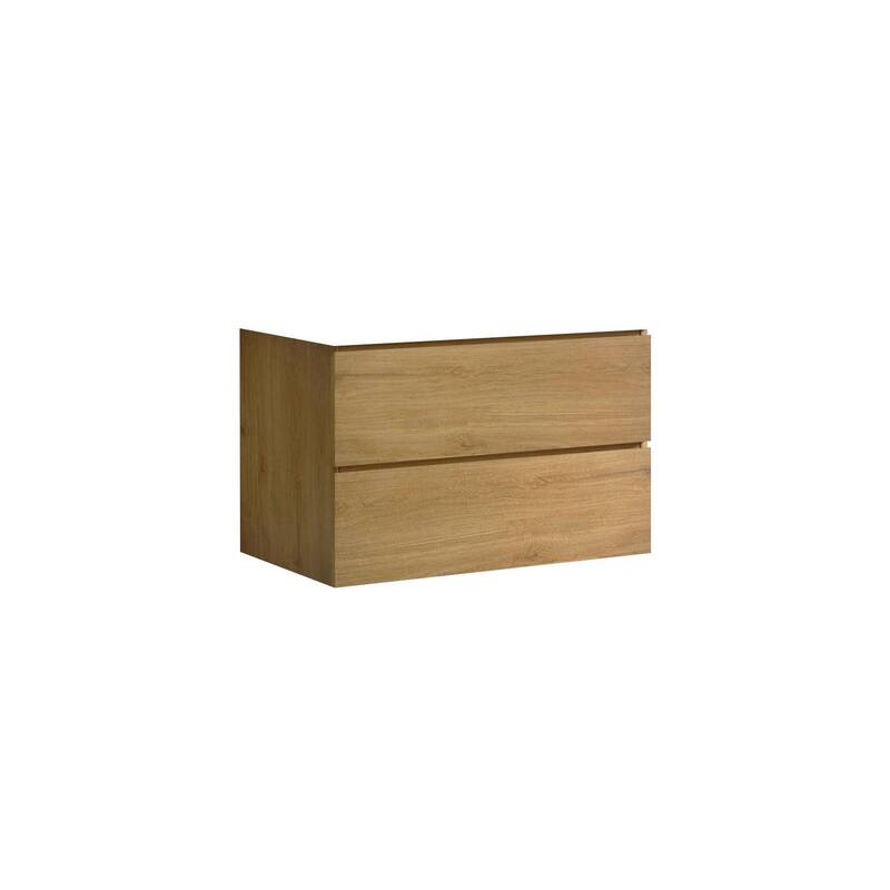 Modern 24" Alice Wall-Mounted Vanity with Silent Soft-Closing Drawers, Walnut Finish, and Ample Storage - No Basin Included