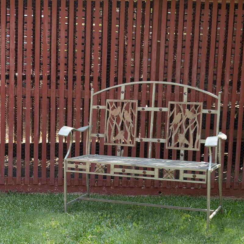 Birds on Branches Garden Bench - Grey