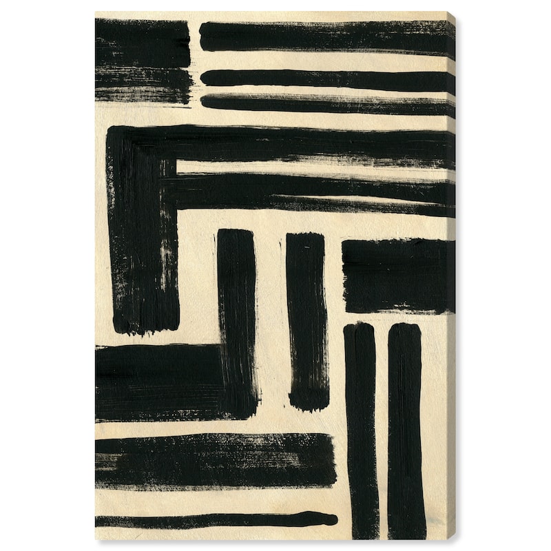 Wynwood Studio Canvas Abstract First Floor Black and Vanilla Modern & Contemporary Wall Art Canvas Print