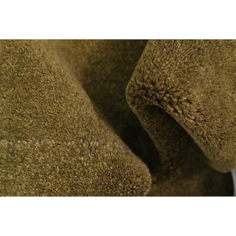 Hand Knotted Oriental 100% Wool Carpet Modern Solid Green Gabbeh Area Rug - 5' 11'' X 4' 0''