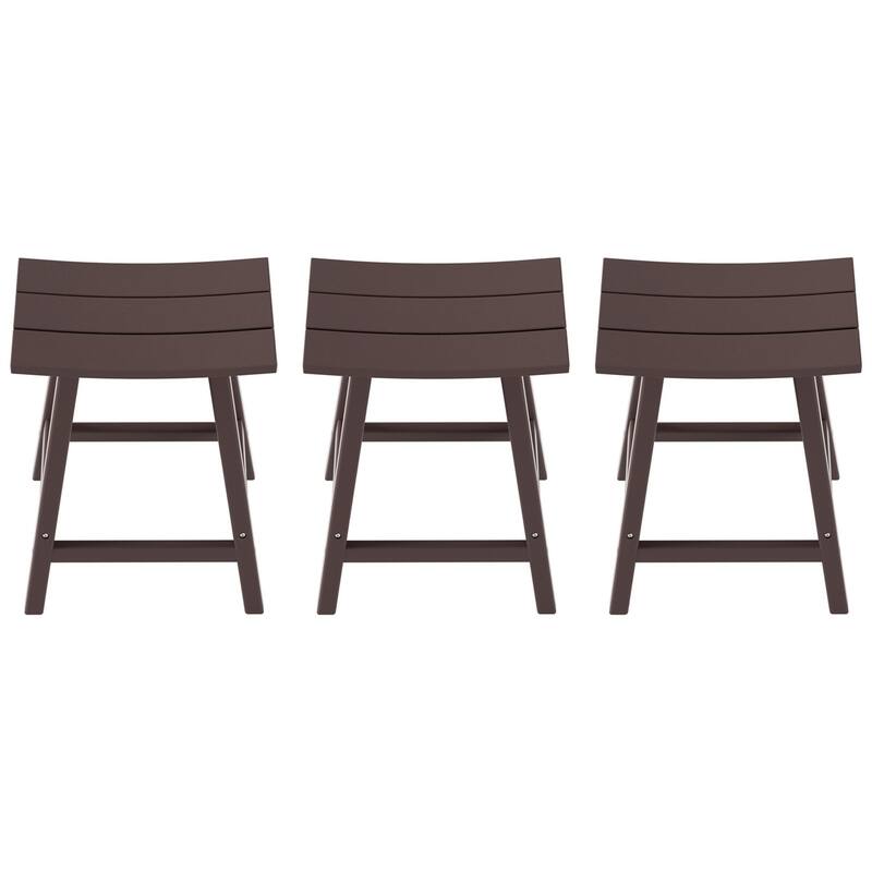 Polytrends Laguna Hdpe All Weather Outdoor Patio 24" Saddle Seat Counter Stool (Set Of 3)