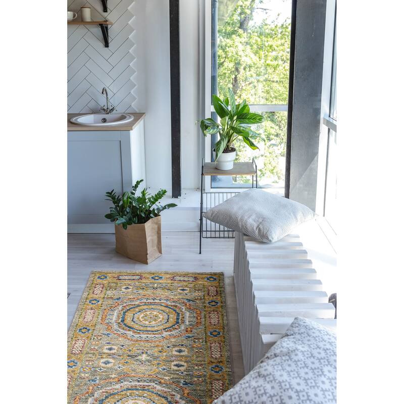 ECARPETGALLERY Hand-knotted Mamluk Sage Wool Rug - 2'6 x 7'10