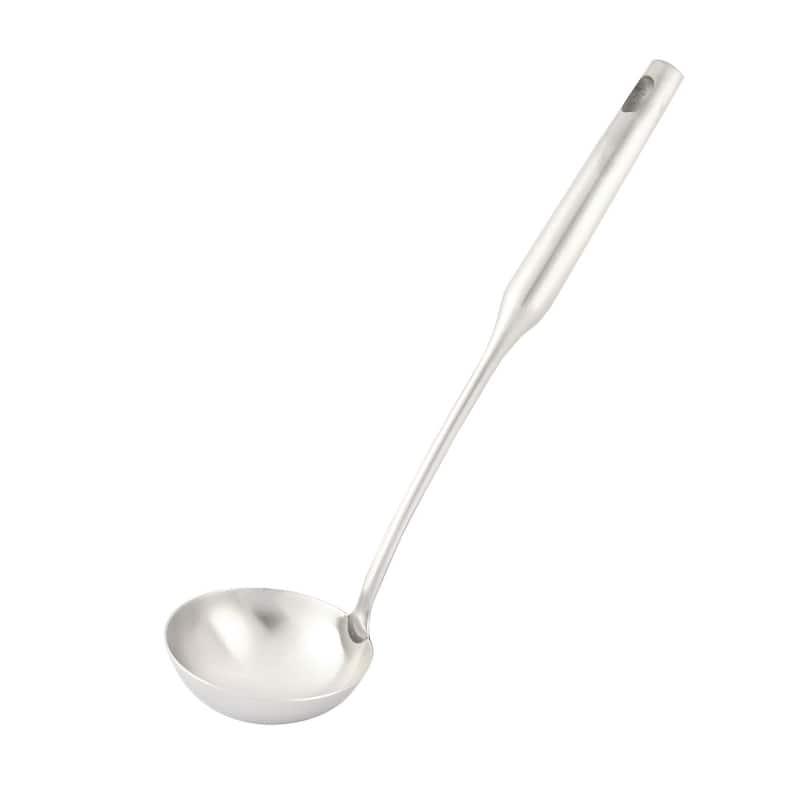 Restaurant Kitchen Utensil Stainless Steel Cooking Soup Scoop Ladle - Silver Tone