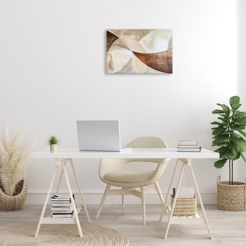 Stupell Curved Neutral Tones Abstraction Canvas Wall Art Design By LSR Creative Studio