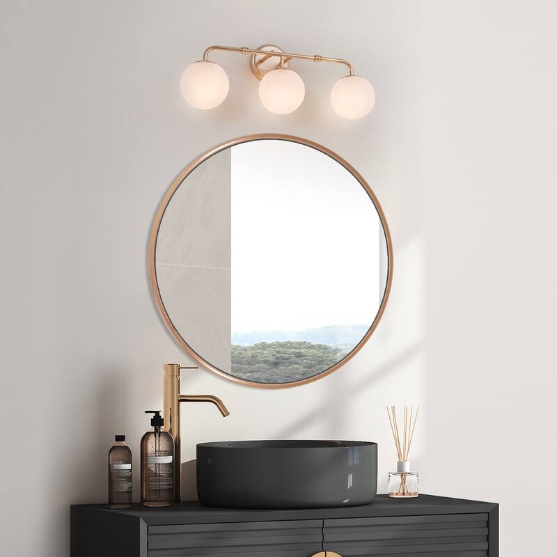 Siya Modern 3-Light Frosted Glass Bathroom Vanity Lights Romantic Gold Statement Wall Sconces Dimmable