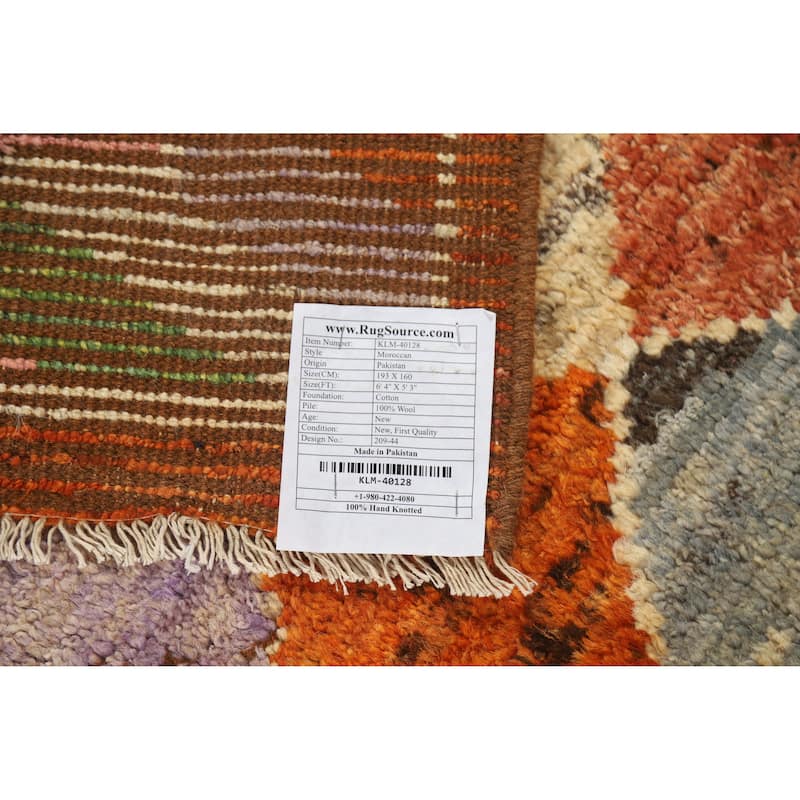 Tribal / Trellis Moroccan Oriental Rug Handmade Wool Carpet - 5'3" x 6'4"