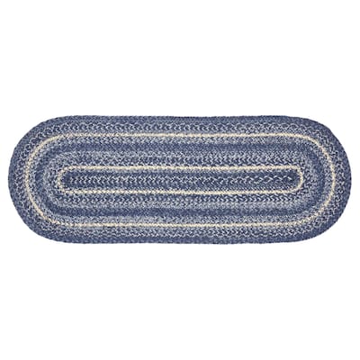 Great Falls Blue Jute Oval Runner 13x36