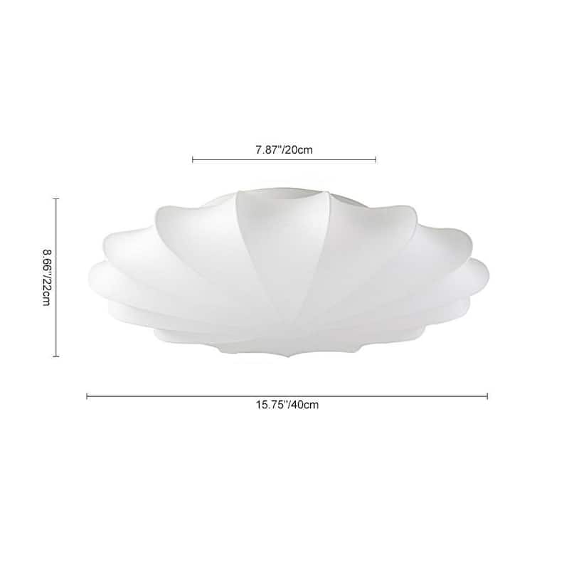 Modern Mid-century White Silk Shade Semi Flush Ceiling Light