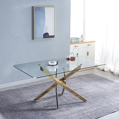 Rectangular Tempered Glass Dining Table