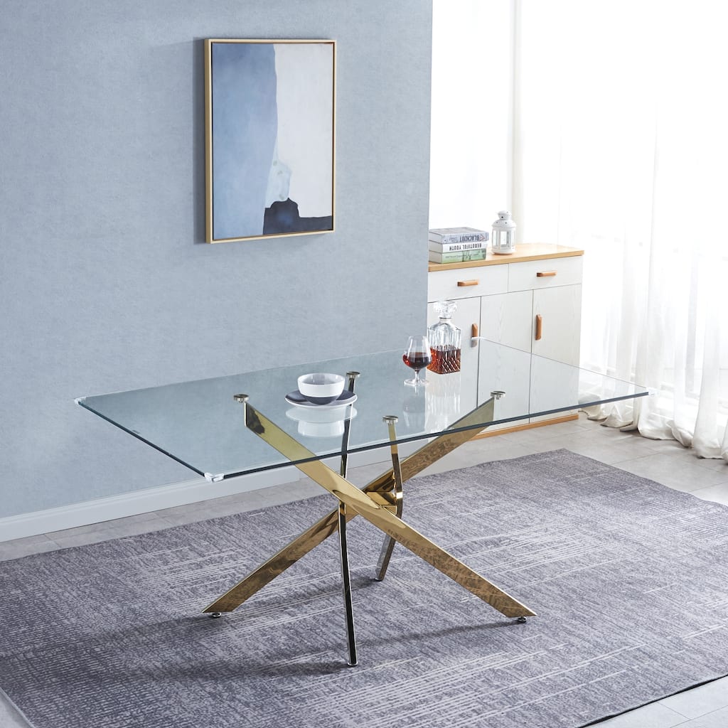 Rectangular Tempered Glass Dining Table