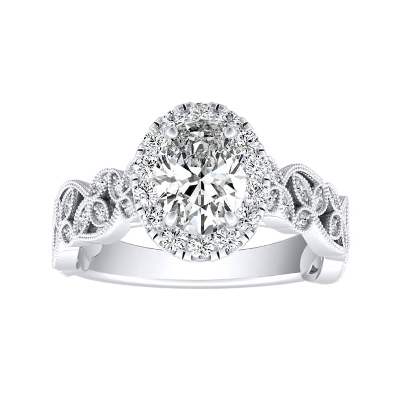 Auriya Platinum 1ctw Vintage Oval-cut Halo Diamond Engagement Ring (I-J, I1-I2)