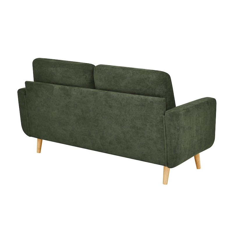 Homy Casa 2-Seater Sofa, Tufted Linen, Wood Legs