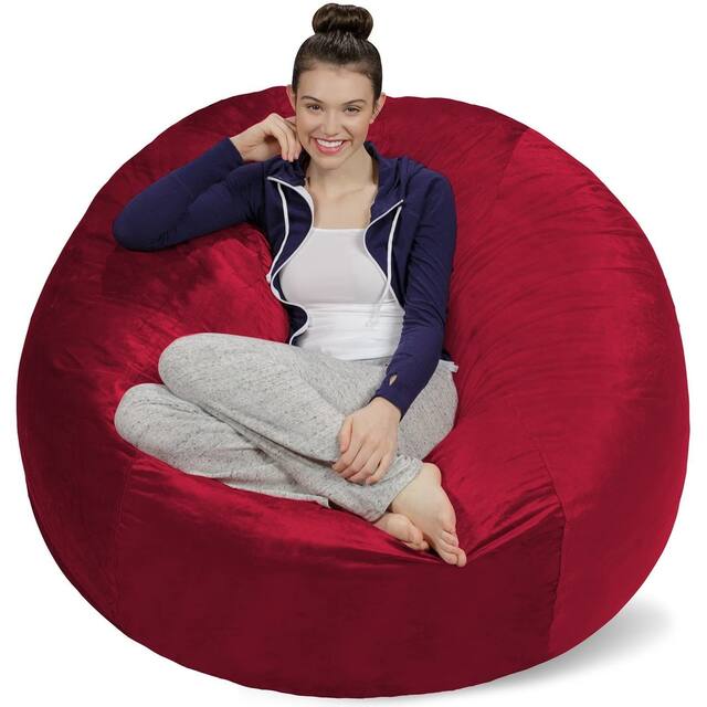 5-foot Bean Bag Chair Large Memory Foam Bean Bag - Red - Large