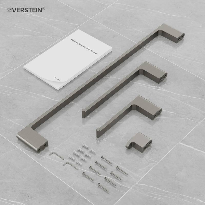 4-Piece Bathroom Hardware Accessories Set, Wall Mount Towel Bar, Toilet Paper Holder, Hand Towel Rack 1 Towel Hooks