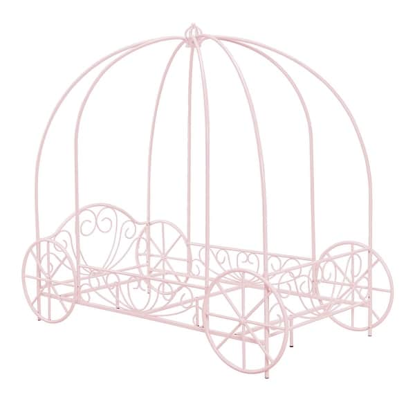 slide 10 of 10, DHP Pink Metal Twin Carriage Bed Pink - Twin