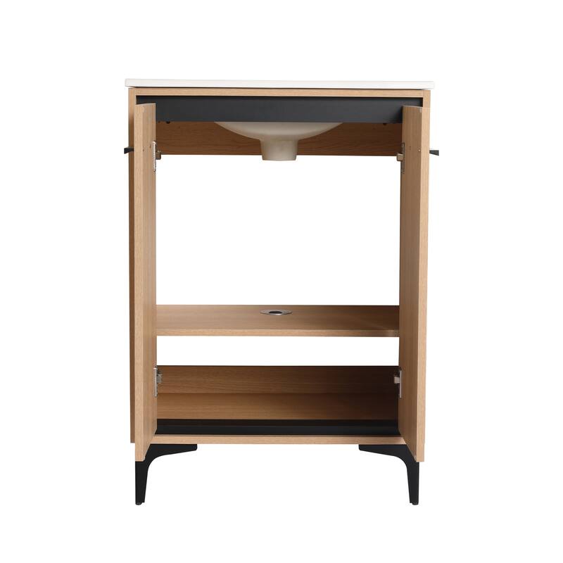 Beingnext 24"/30" Bathroom Vanity with Sink, Freestanding Bathroom Vanity with Soft Close Door and Adjustable Shelf