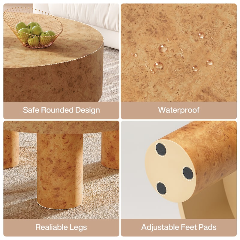 31.5-Inch Round Coffee Table for Living Room