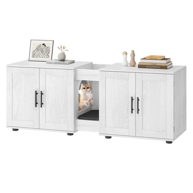 Double cage cat litter cabinet