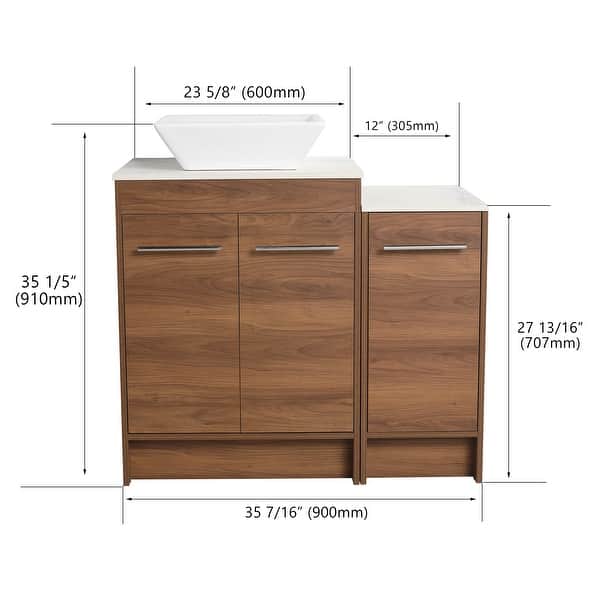 dimension image slide 10 of 17, BNK 24/36/48/60 Inch Bathroom Vanity with Sink, Freestanding Bathroom Vanity with Soft Close Doors and Adjustable Shelf
