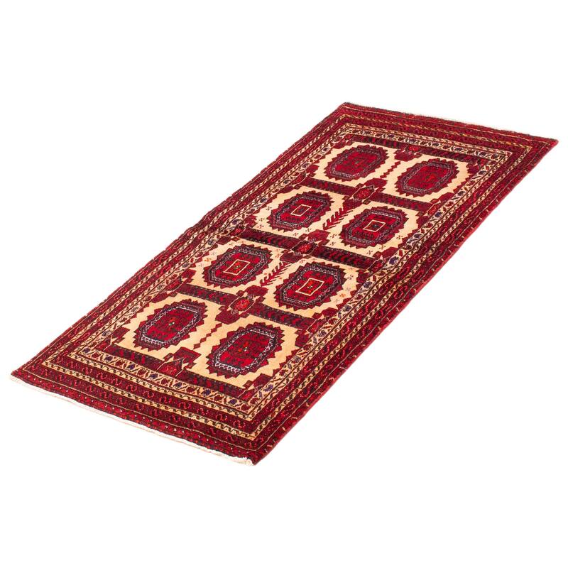 ECARPETGALLERY Hand-knotted Royal Baluch Cream, Red Wool Rug - 2'11 x 5'9