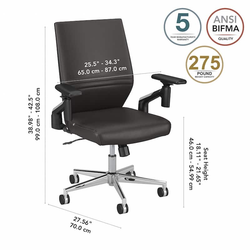 Laguna Mid Back Leather Office Chair by Bush Business Furniture