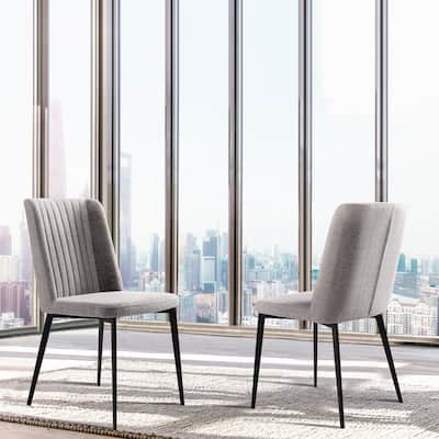 Maine Grey or Orange Channel Back Upholstered Dining Chairs - Set of 2