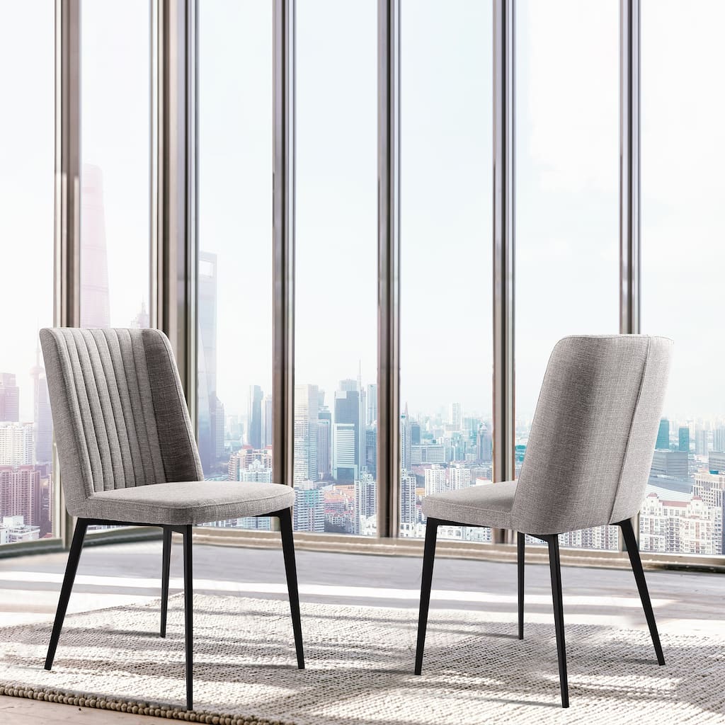 Maine Grey or Orange Channel Back Upholstered Dining Chairs - Set of 2