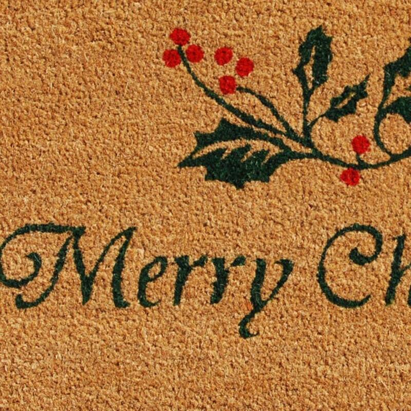 HomeRoots 24" X 36" Brown And Dark Green Christmas Merry Christmas Outdoor Coir Door Mat - 24.00' X '36.00