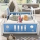 preview thumbnail 3 of 22, Full Size Classic Car-Shaped Platform Bed with Wheels, Sturdy Pine Wood Frame, Blue - Fun Kids' Bedroom Design