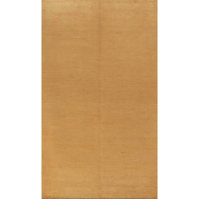 Yellow Gabbeh Oriental Area Rug Hand-Knotted Wool Carpet - 3'11" x 8'0"