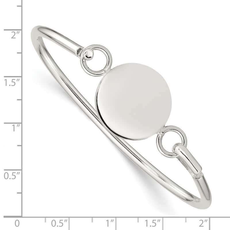 Curata 925 Sterling Silver 7" 22mm Round ID Plate Hook Bracelet