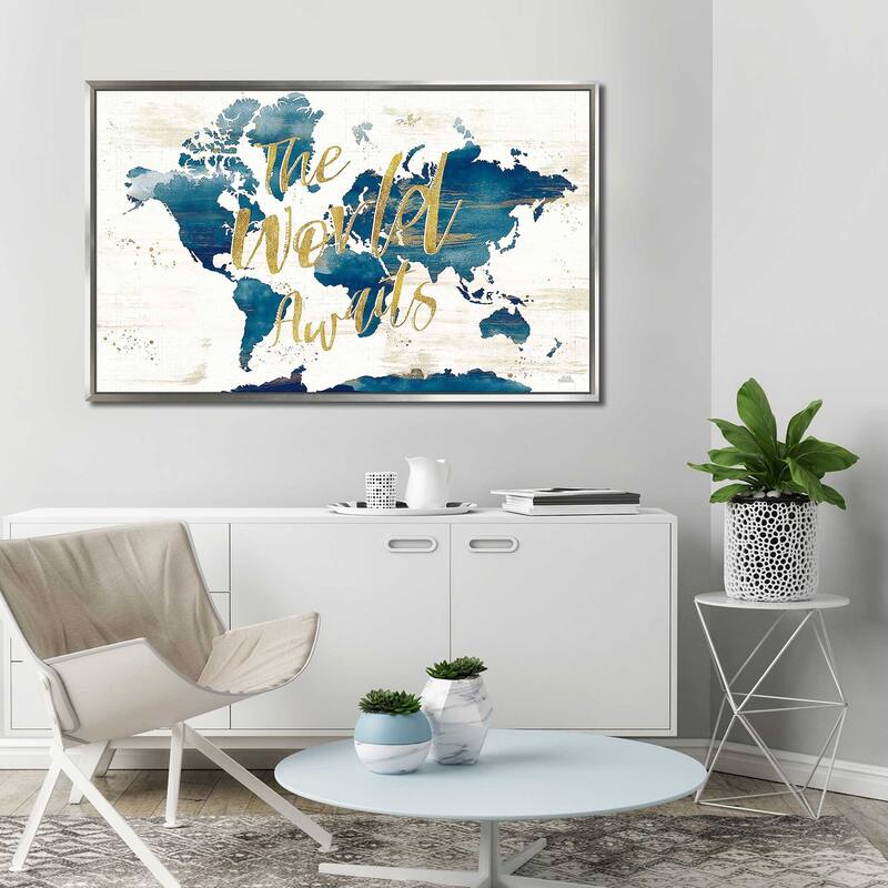 "Desert Blooms Abstact Map The World" Print on Floating Canvas