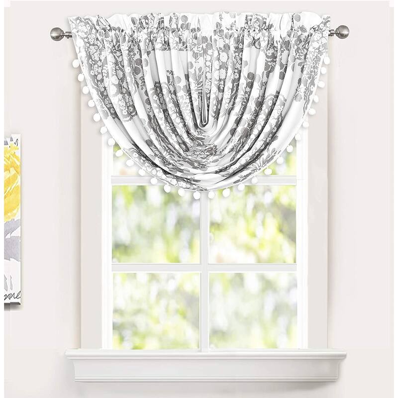 DriftAway Samantha Waterfall Damask Medallion Lined Window Swag Valance