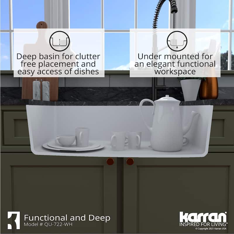 Karran Undermount Quartz Composite 33 in. Single Bowl Kitchen Sink with Accessories