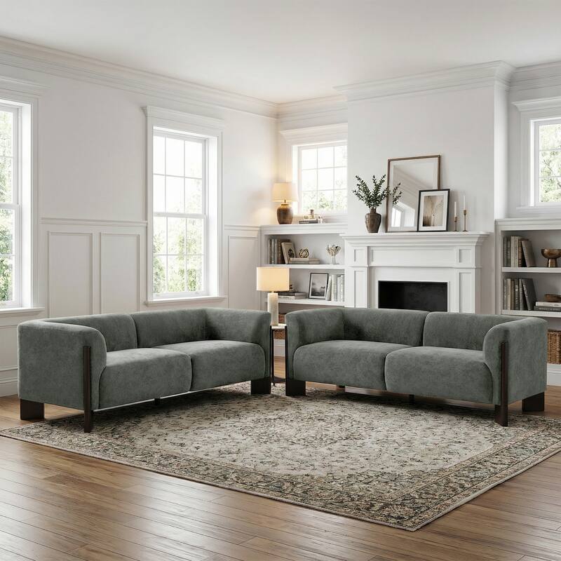 Upholstered Oversized Sofa Loveseat Set of 2