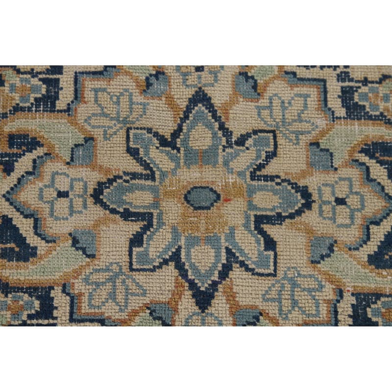 Orange Kerman Vintage Persian Area Rug Hand-Knotted Wool Carpet - 7'0" x 9'10"